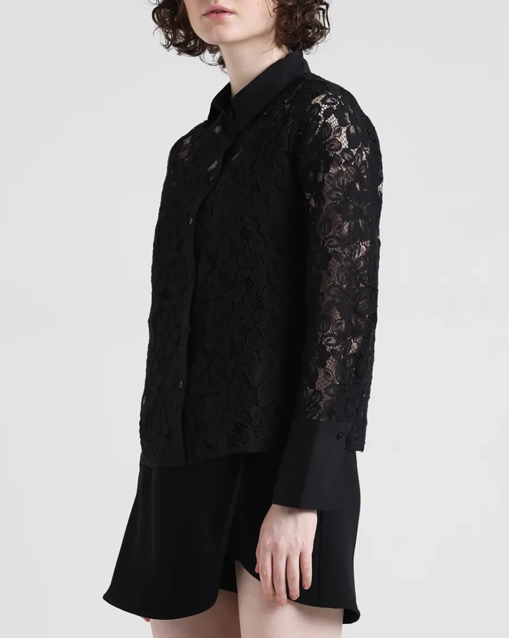 Black Lace Full Sleeves Shirt