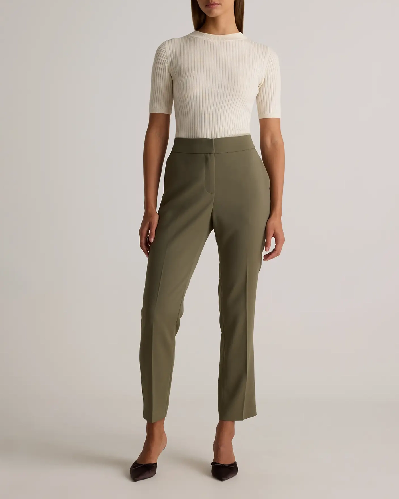 Stretch Crepe Ankle Pants