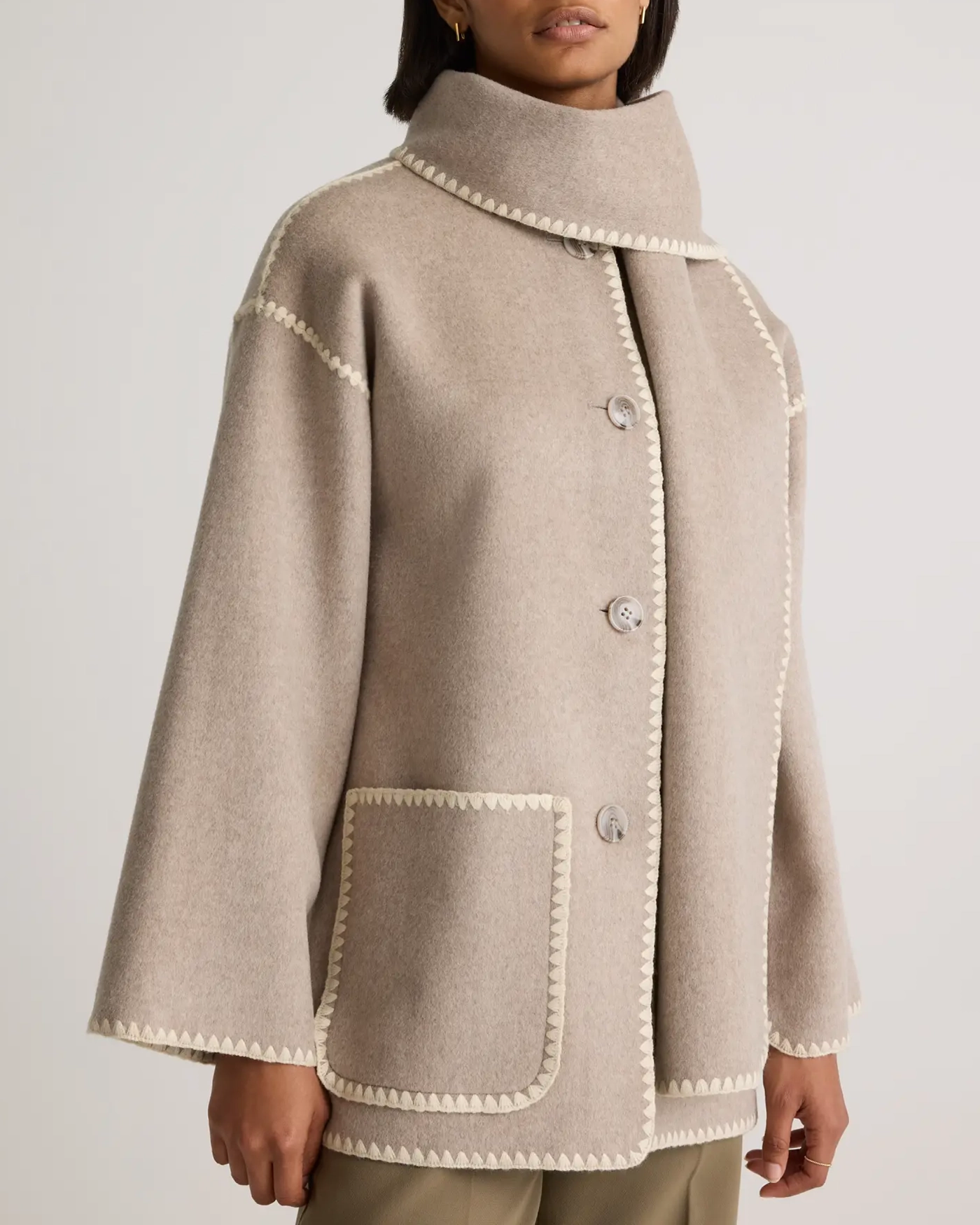 Double-Faced Merino Wool Scarf Coat