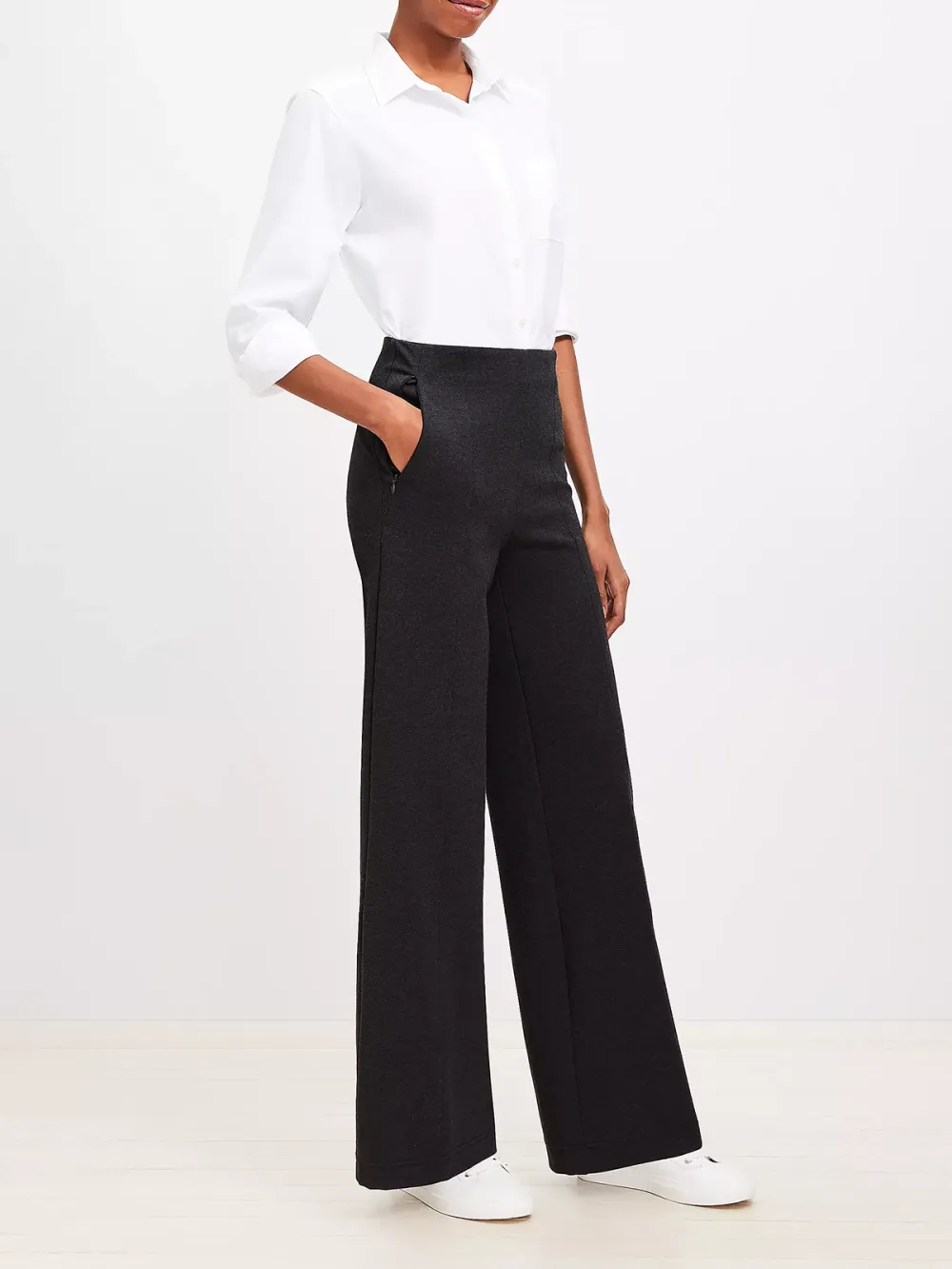 Heathered Ponte Wide Leg Pants