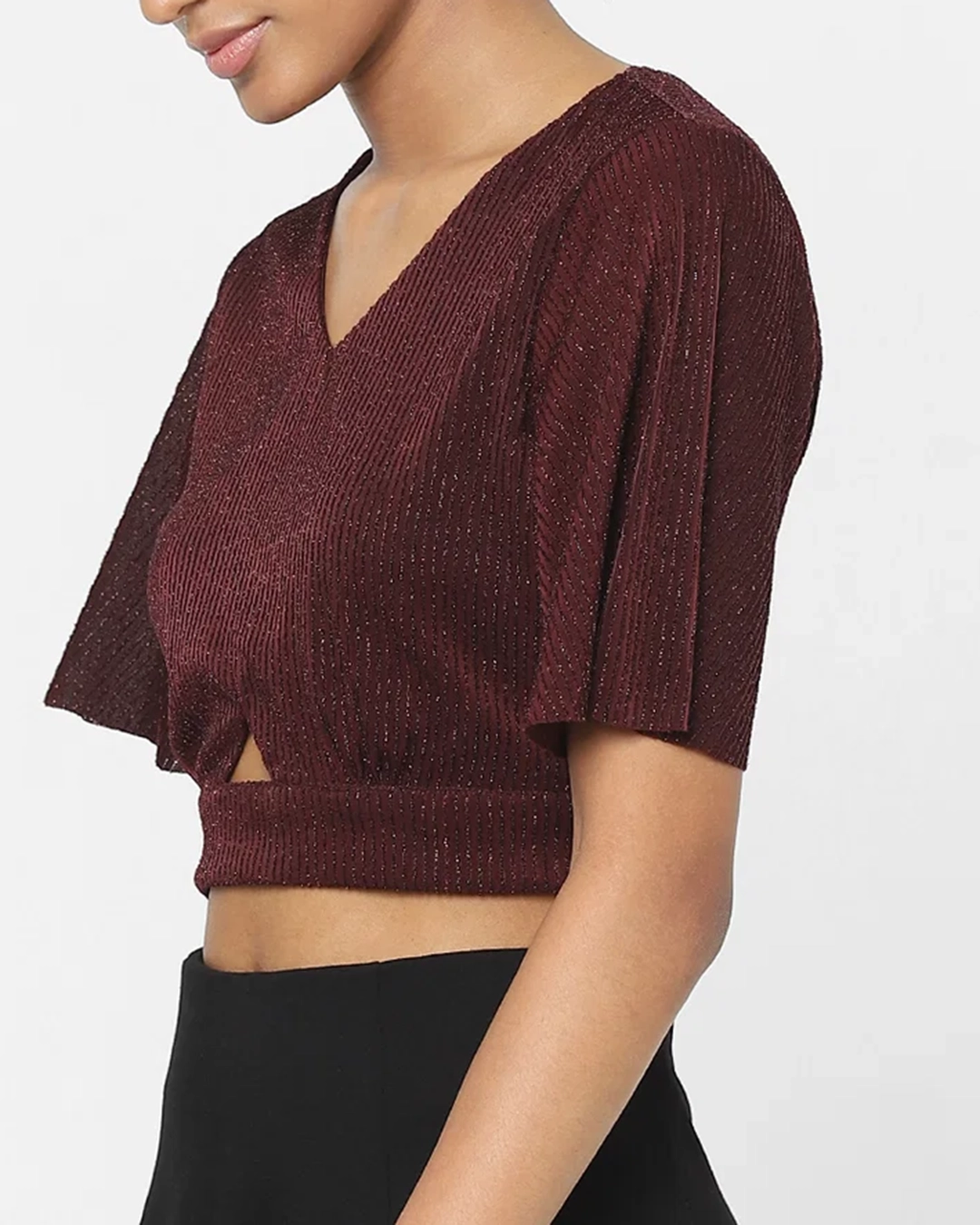 Maroon Cut Out Crop Top