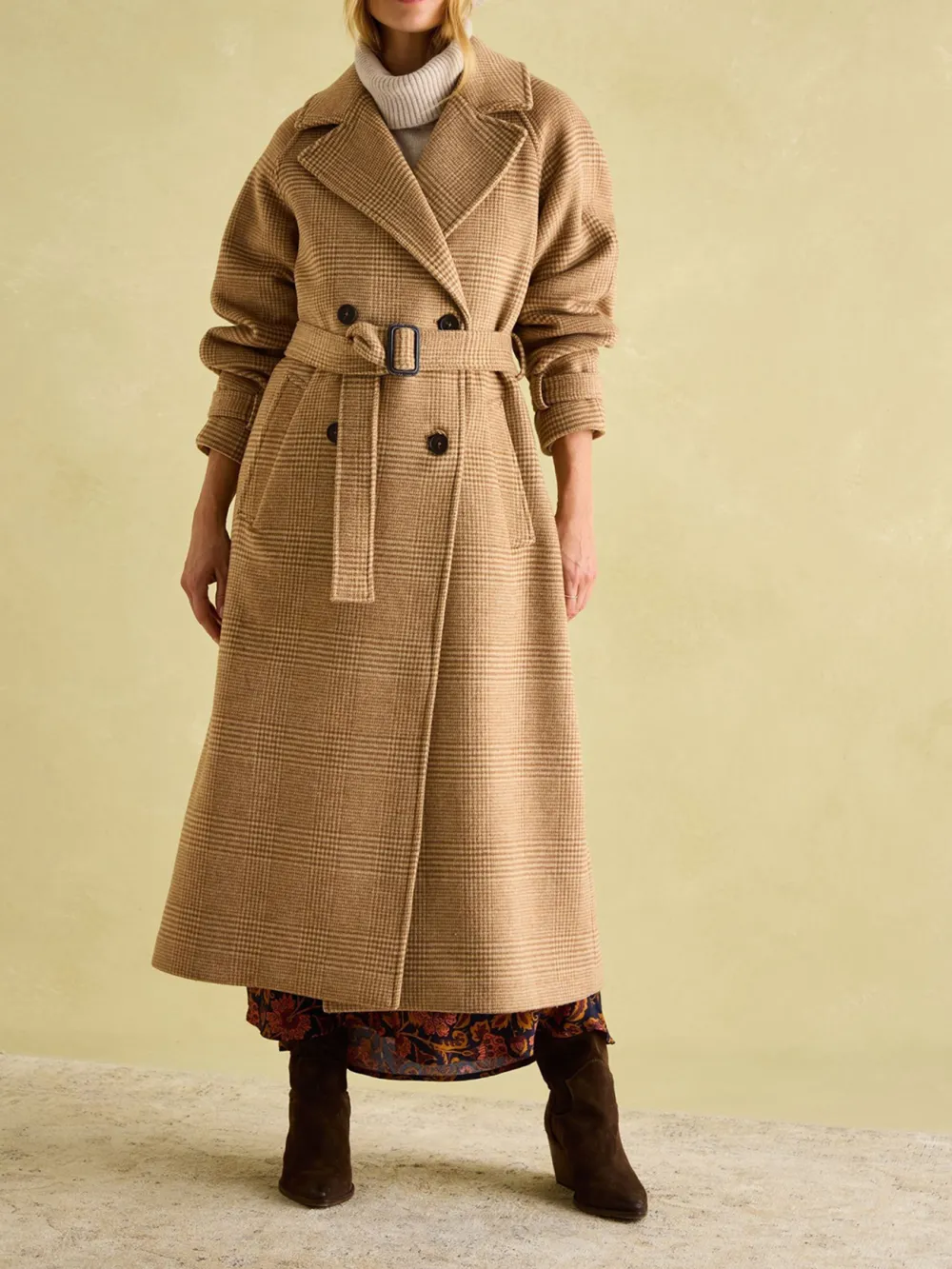 Amberley Tan Brown Longline Wool Blend Coat