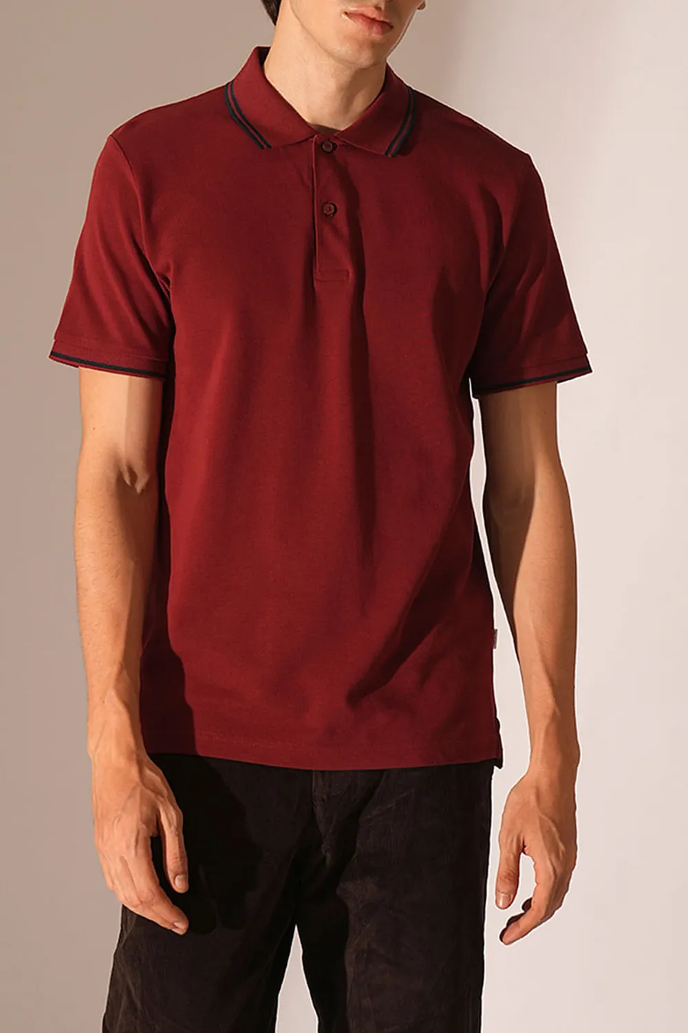 Red Embroidered Organic Cotton Polo