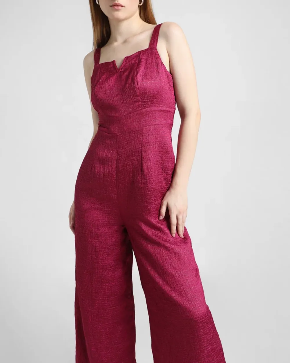 Dark Pink Jacquard Shimmer Jumpsuit