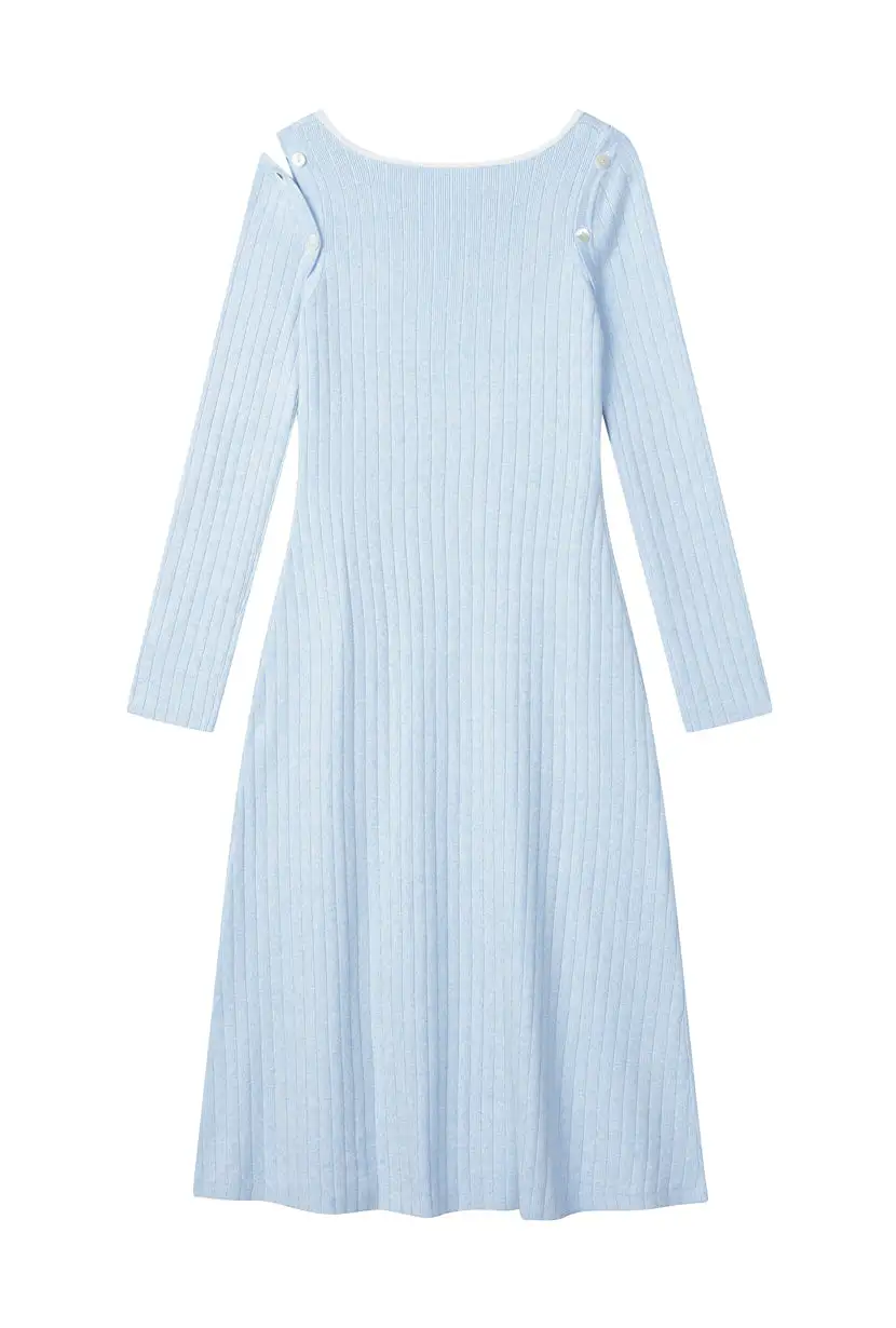 Ophelia Adjustable Sleeve Knit Dress - Icy Blue