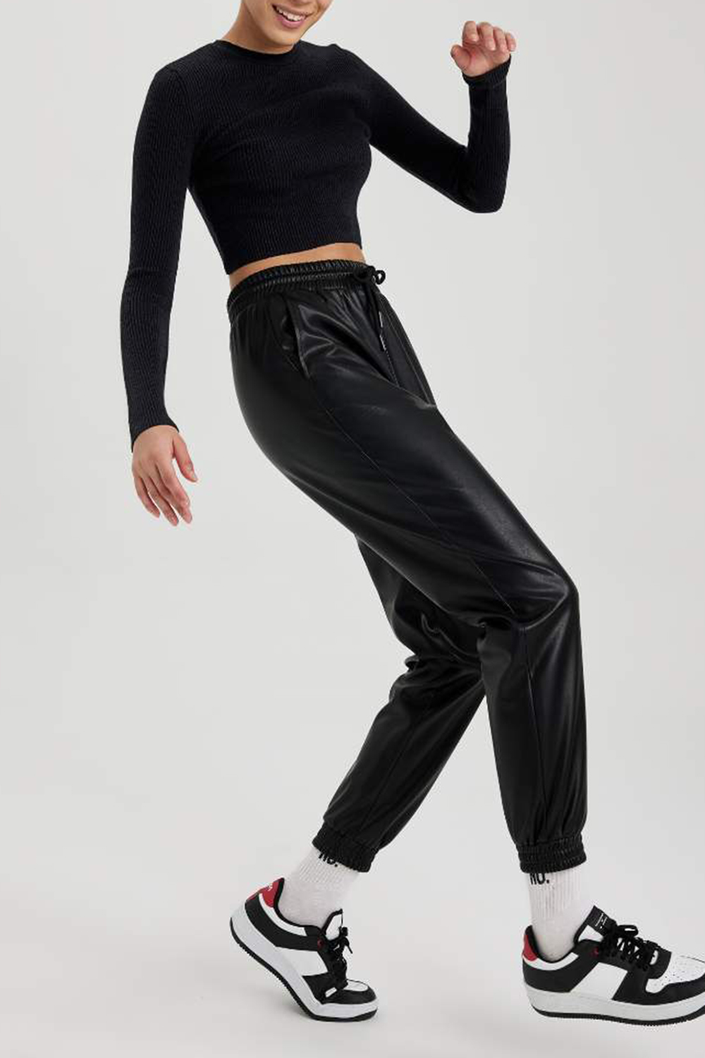 jogger Faux Leather Trousers