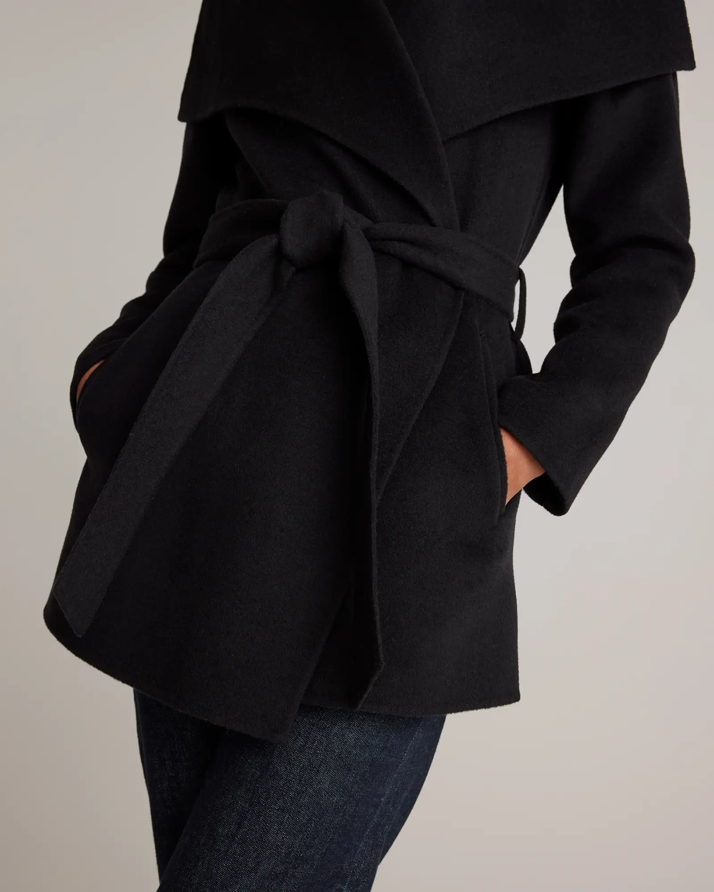 Waterfall Collar Short Wrap Coat