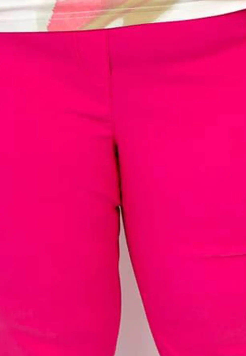 Cerise Pink Elasticated Crop Trousers