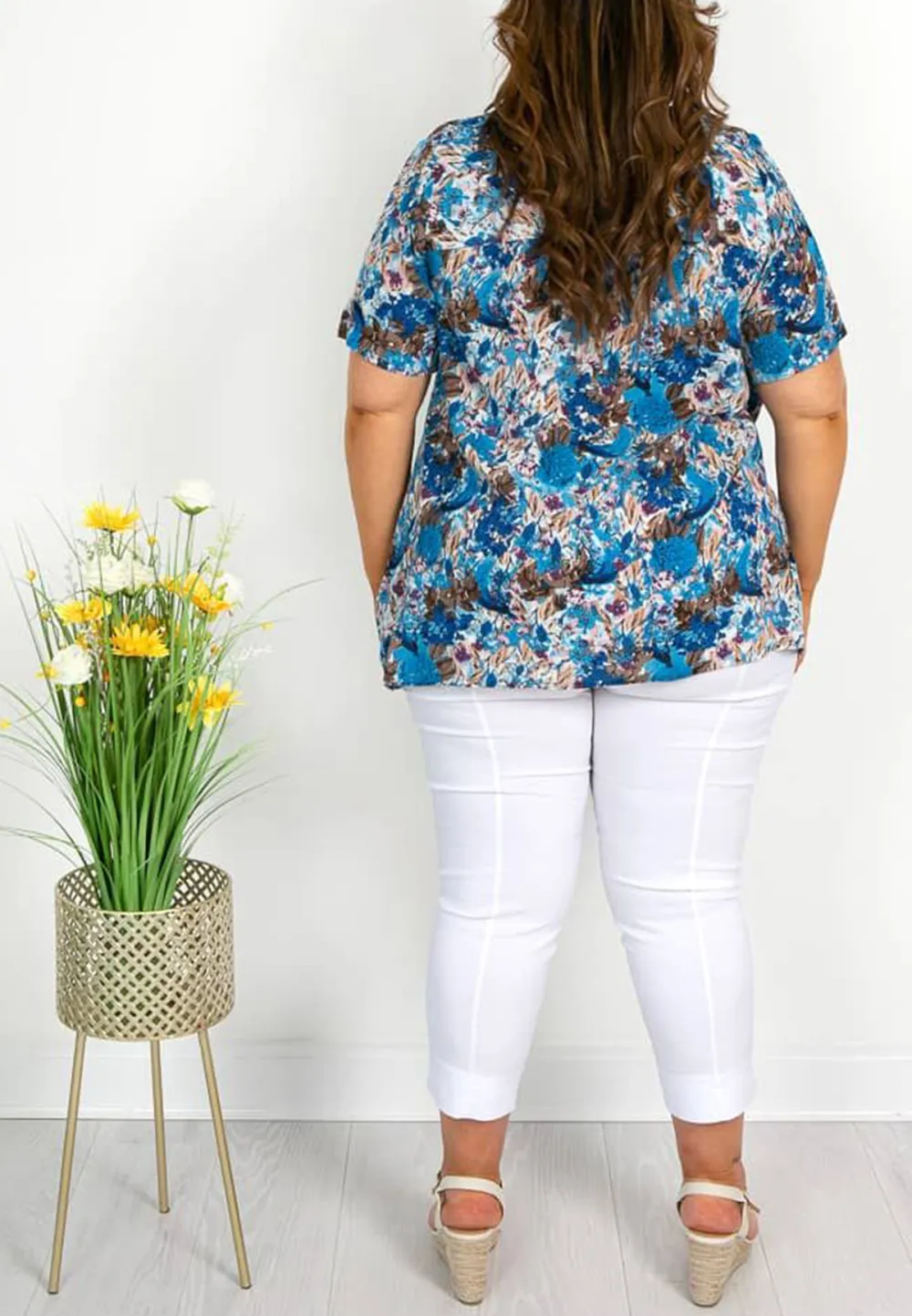 Blue and Brown Mix Tunic Top