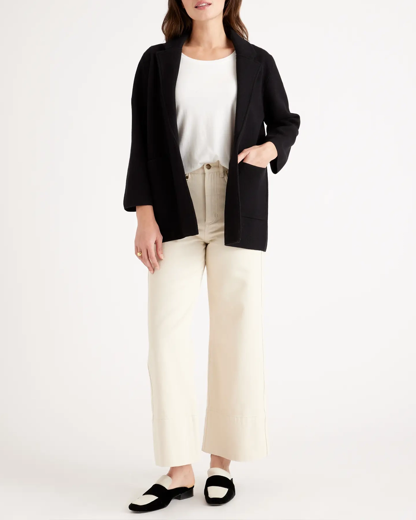 Black Cotton Knit Blazer