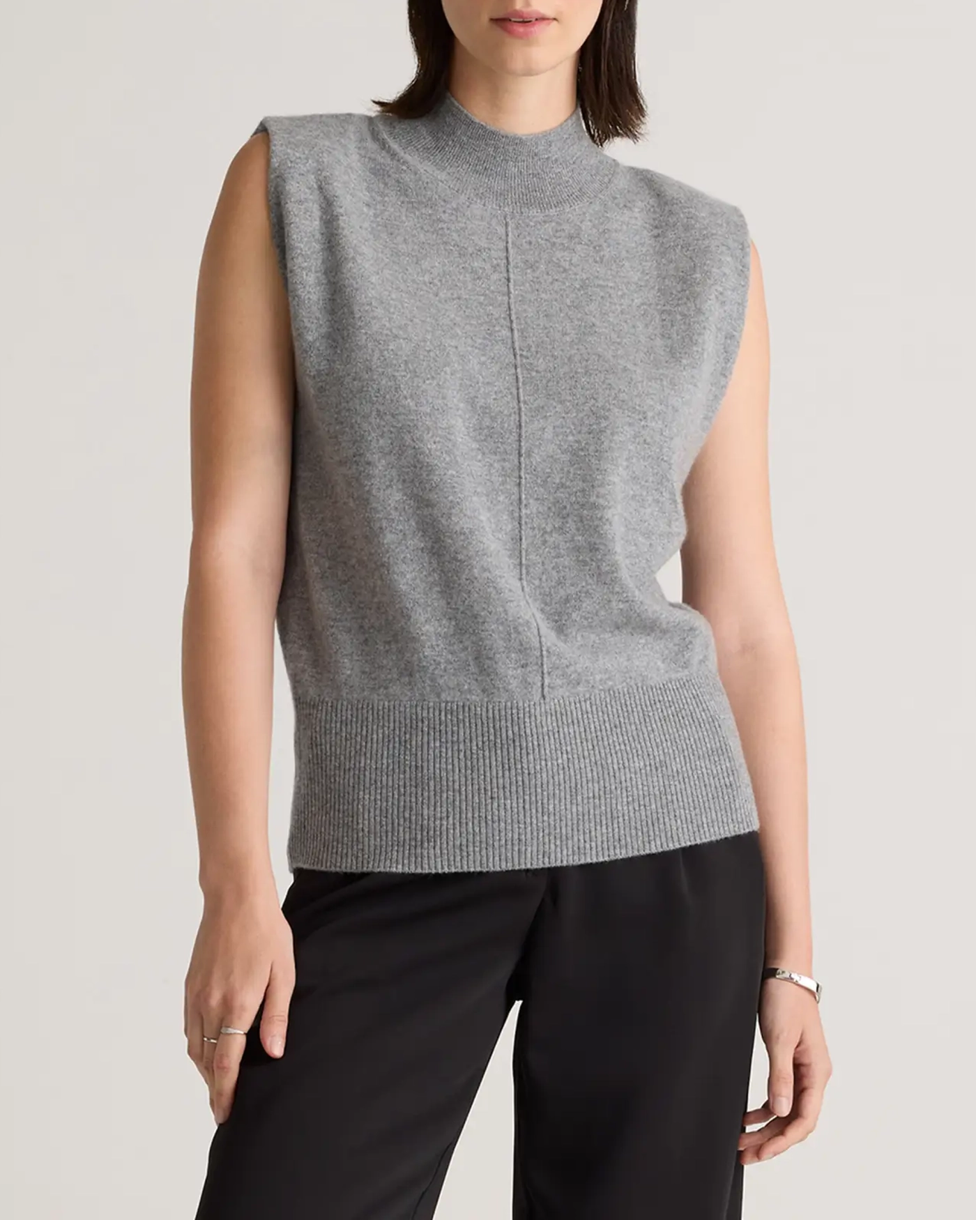 Padded-Shoulder Sweater Tank