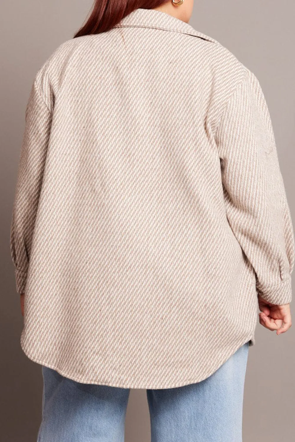 Beige Textured Effect Brushed Shacket