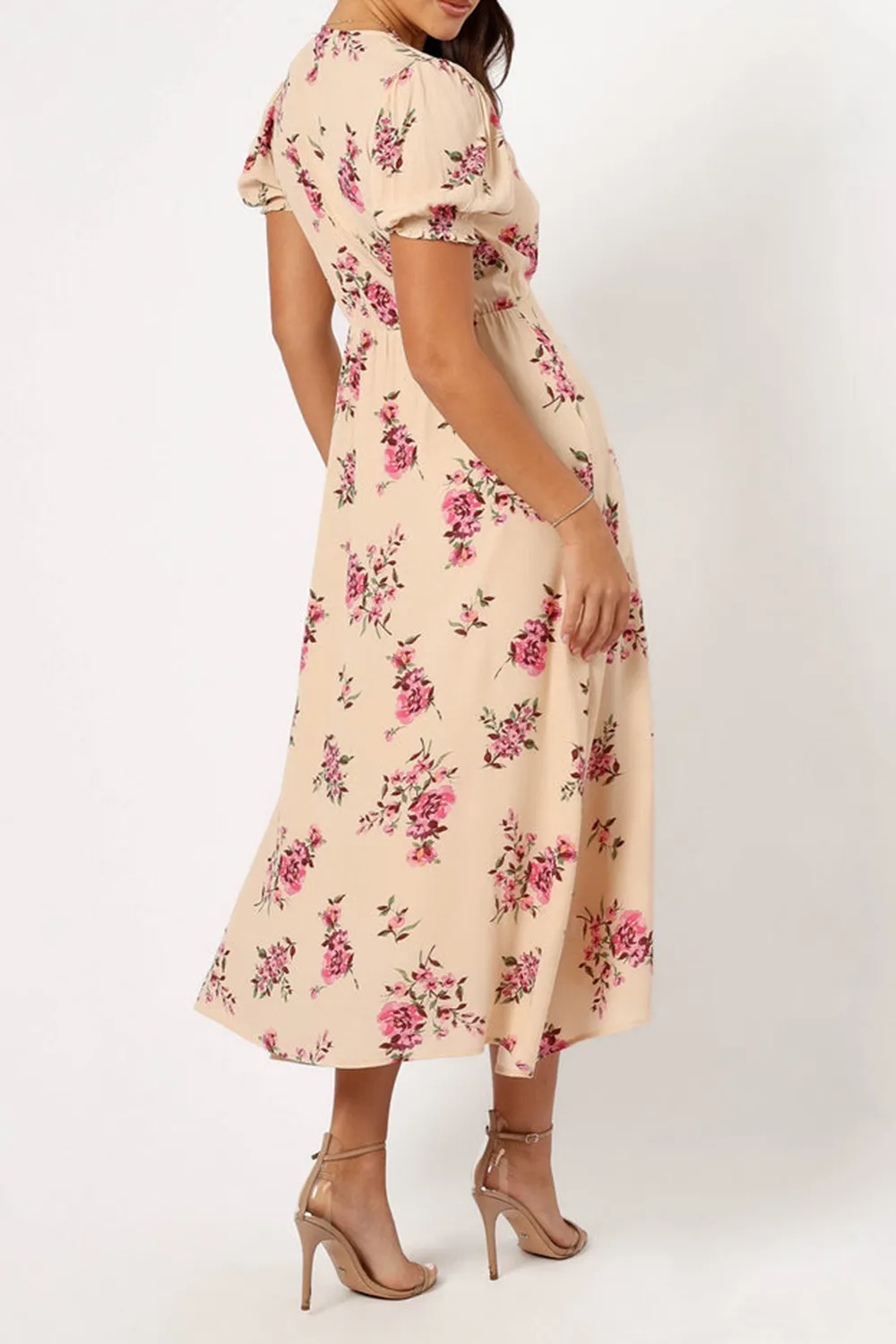 LOGEN FLORAL MIDI DRESS - VANILLA ROSE