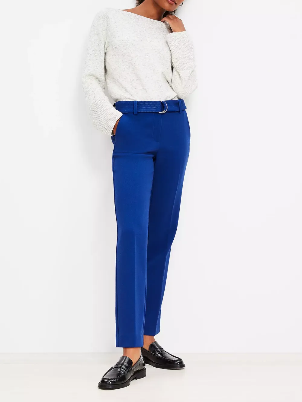 Belted Riviera Slim Pants in Doubleface