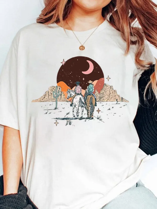 Wander The Desert Heather Peach Graphic T-shirt