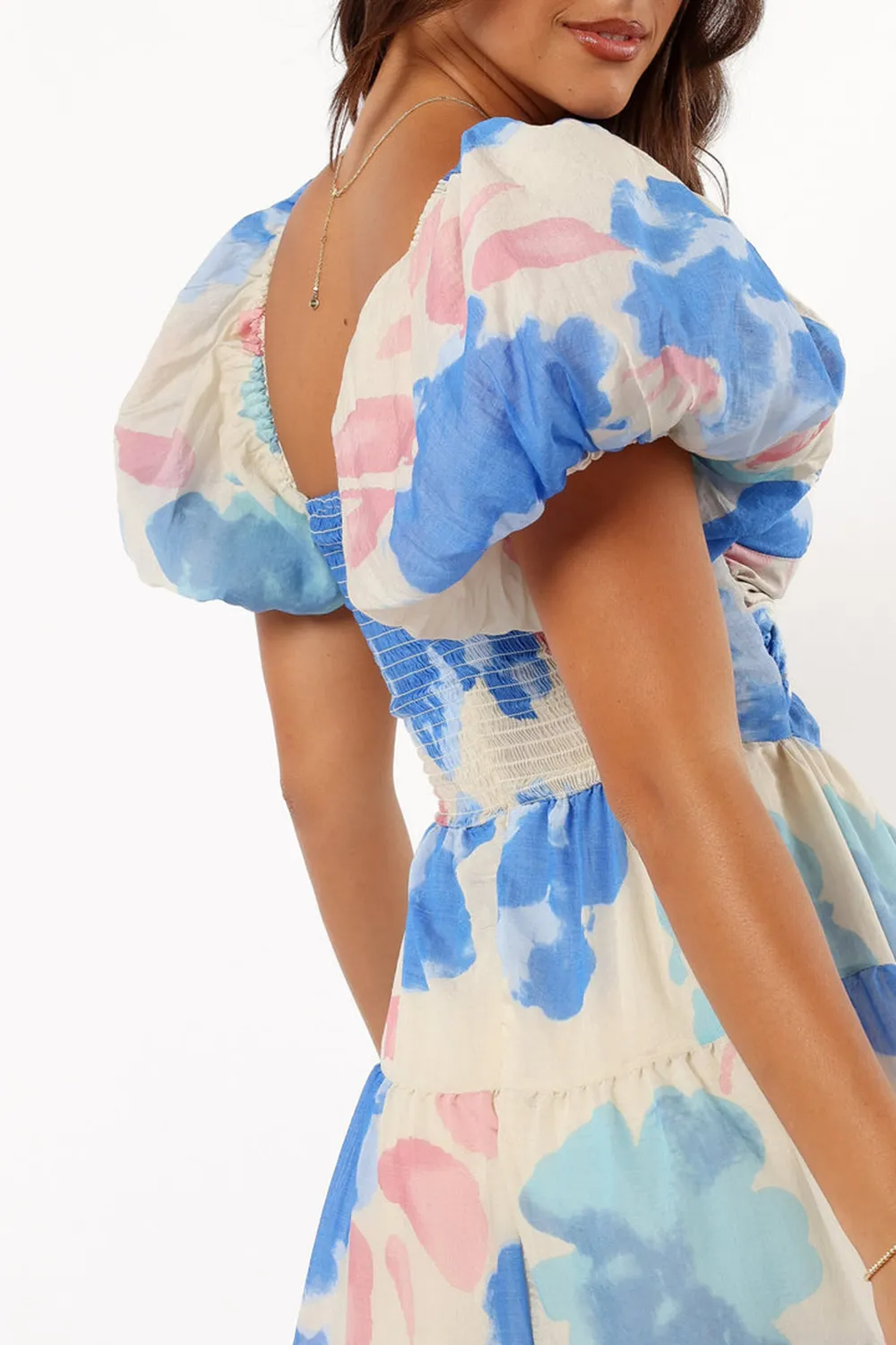 DAVIS MIDI DRESS - BLUE FLORAL