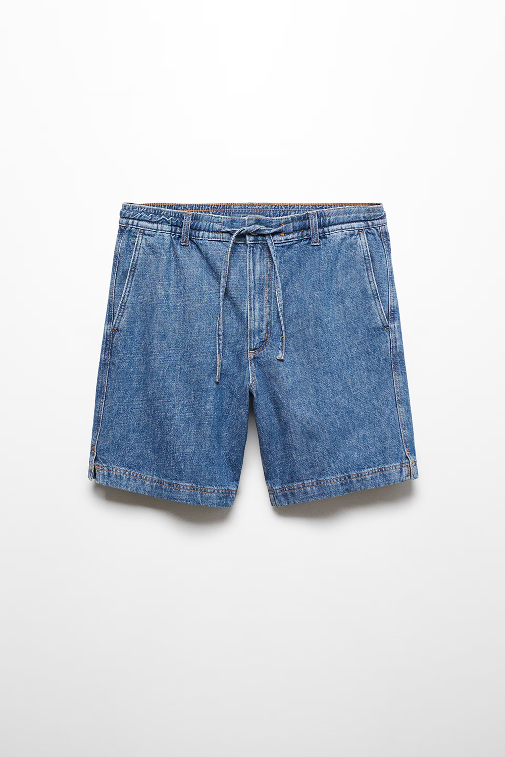 Denim bermuda shorts with drawstring