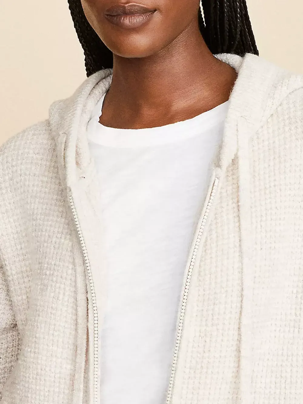 Lou & Grey Wafflestitch Zip Hoodie Tunic Sweater