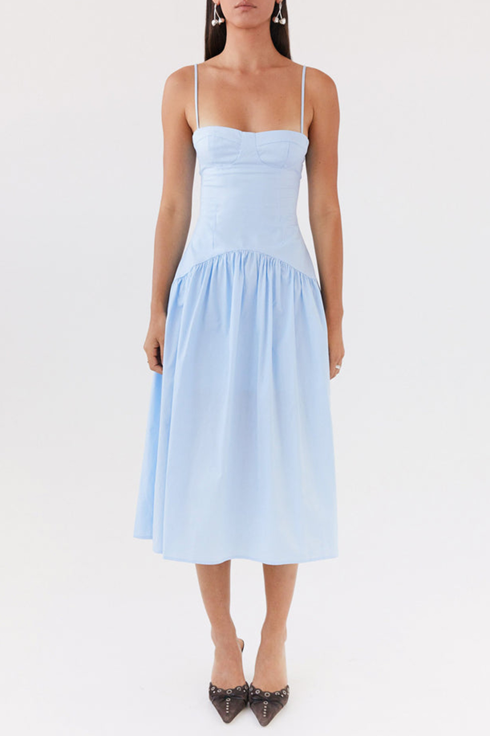 Yvette Corset Midi Dress - Blue