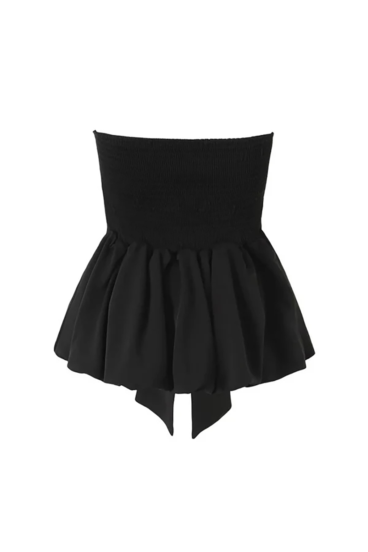 Cute Sweetheart Neck Draped Knot Ruched Smocked Peplum Strapless Top