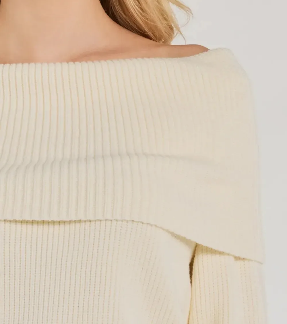 Cozy Factor Ribbed Knit Off-The-Shoulder Sweater