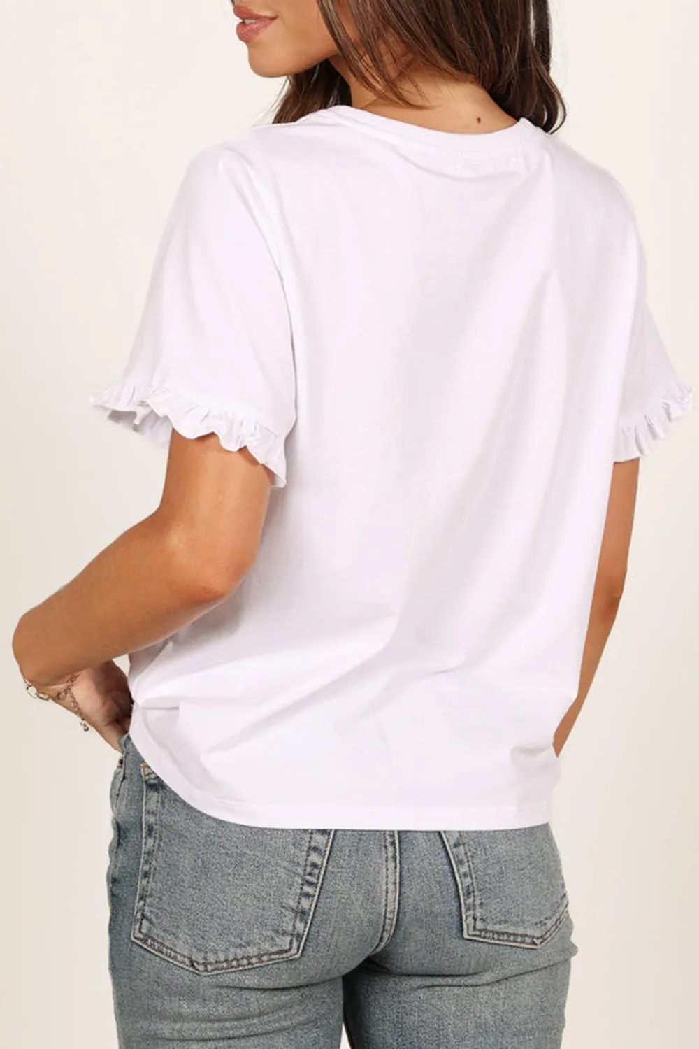 Ruffle Sleeve Pure White Top