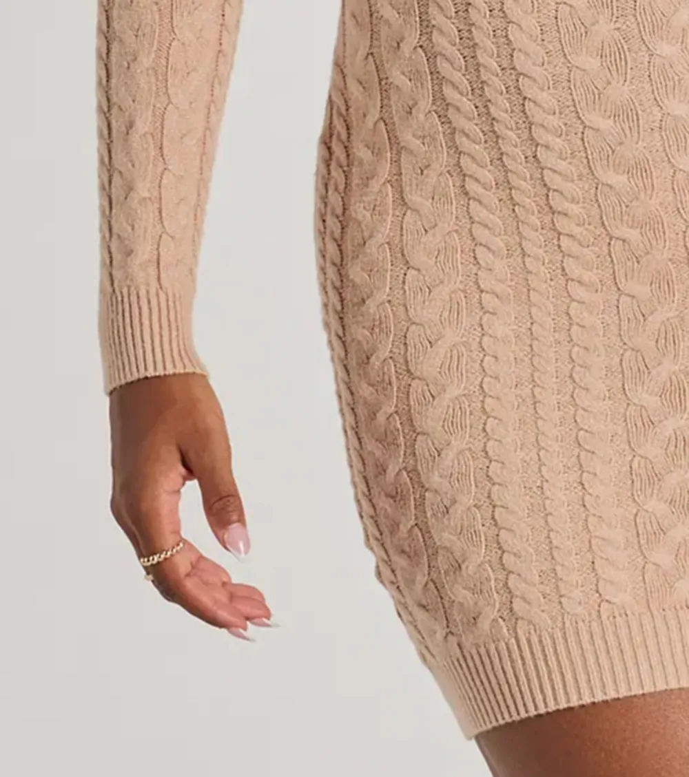 Textured Glam Cable Knit Cutout Mini Dress