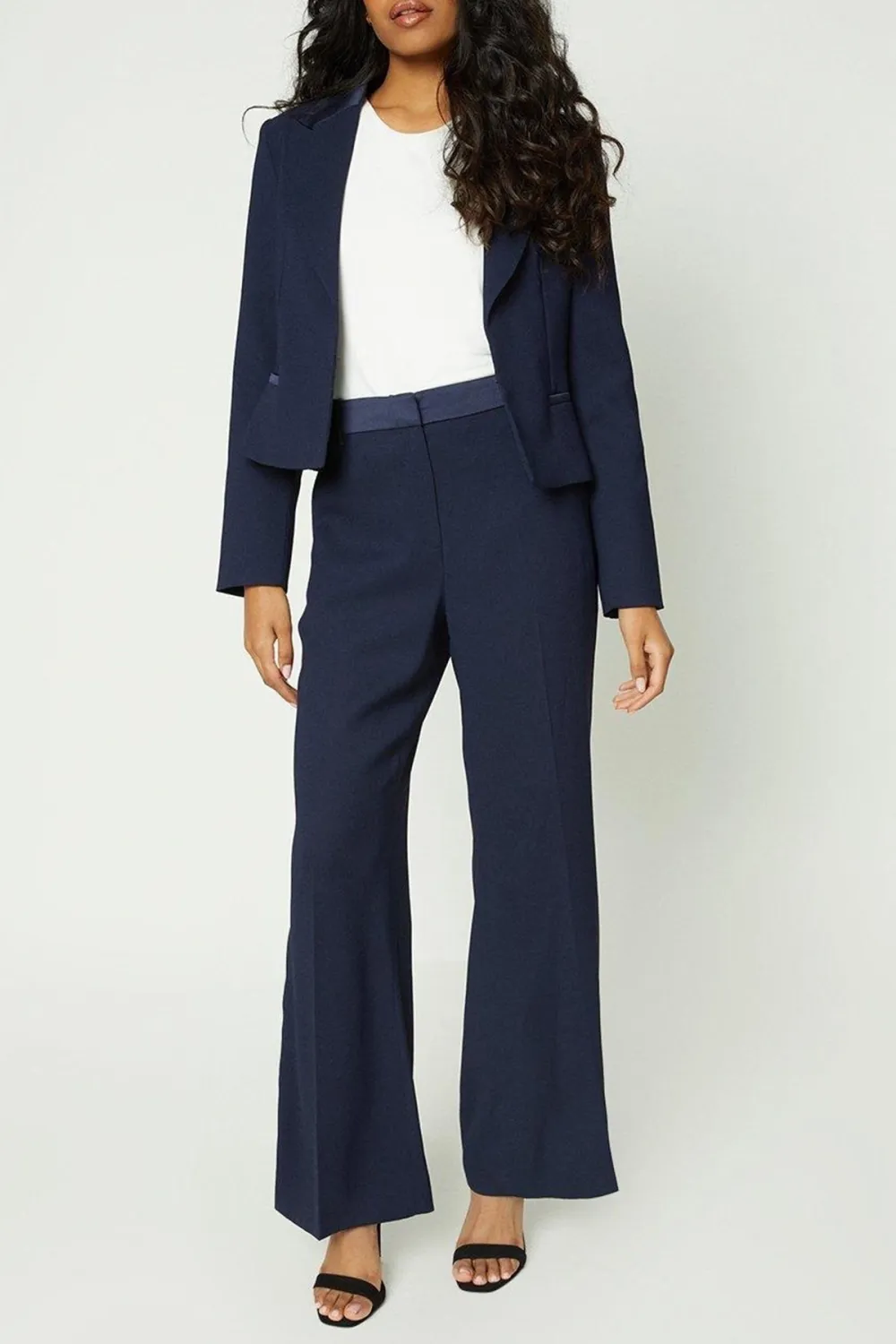 Petite Tailored Satin Trim Blazer