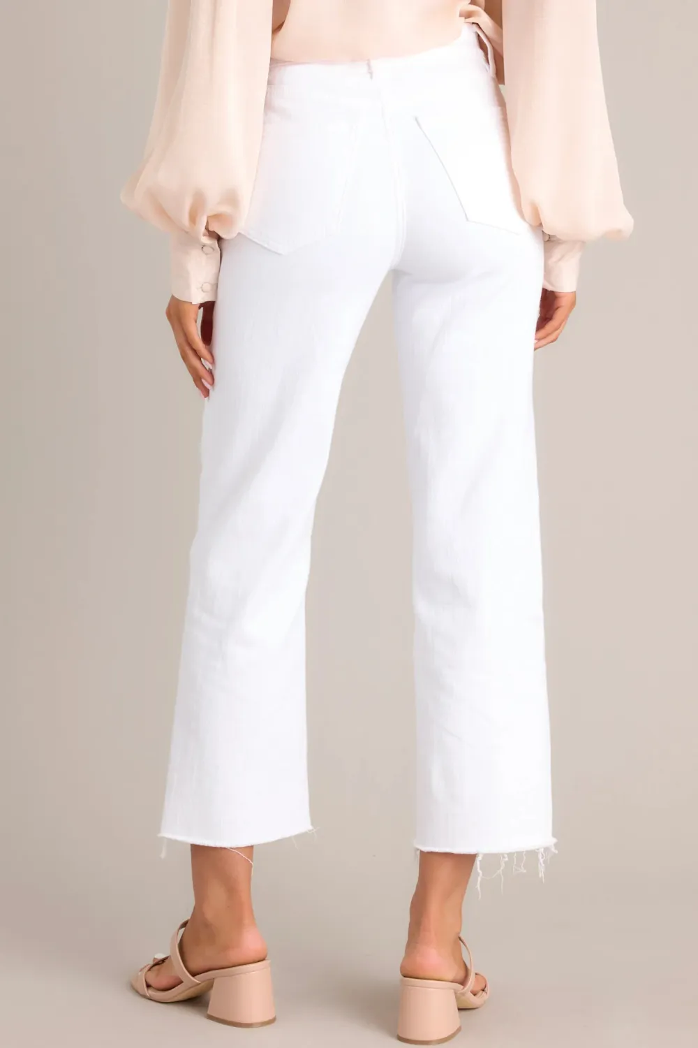 URBAN EDGE WHITE HIGH RISE CROPPED WIDE LEG JEANS