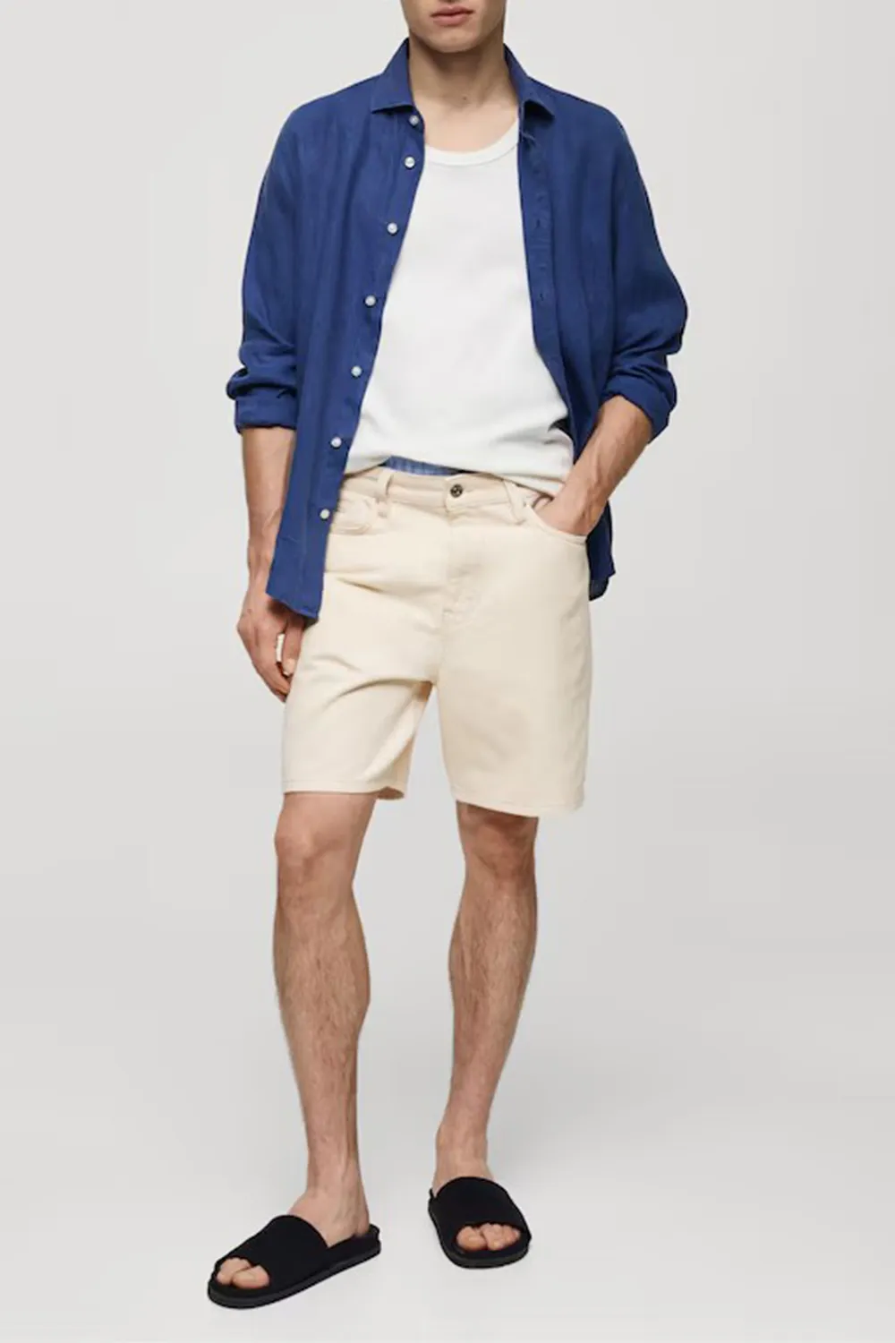 Non-Stretch Denim Bermuda Shorts