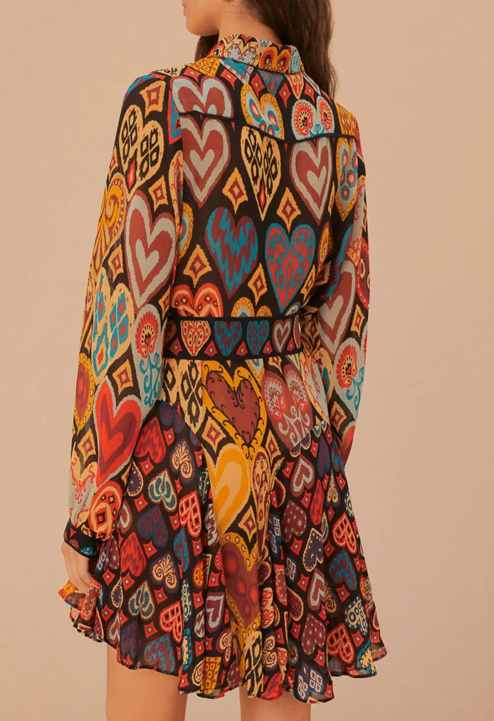 Hearts Ikat Black Heart Print Dress