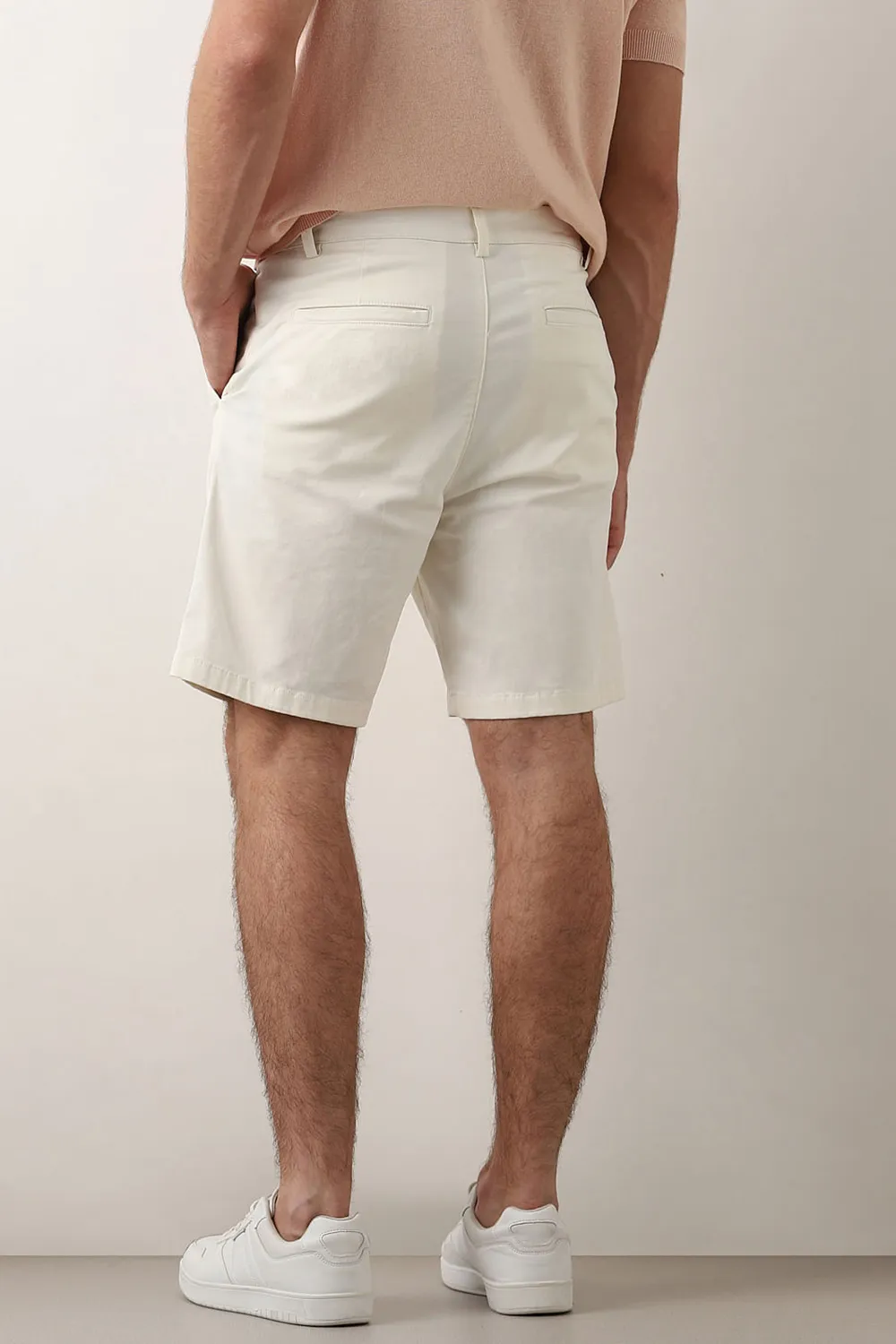 Off-White Mid Rise Cotton Chino Shorts