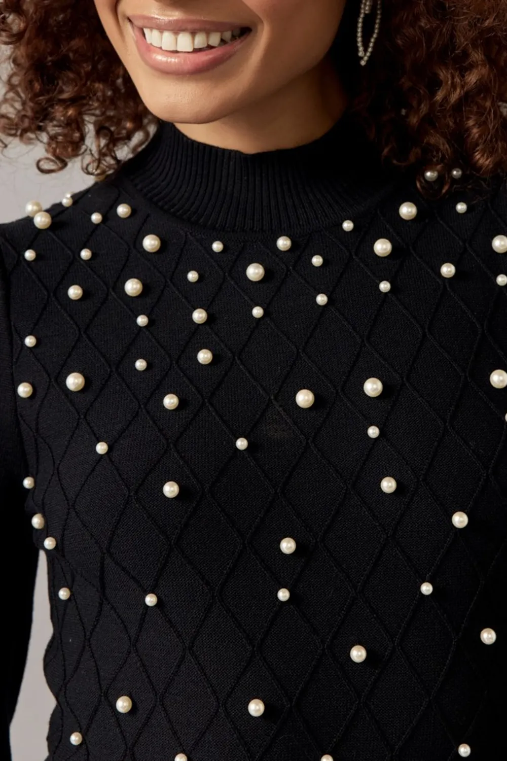 Ruth Pearl Embellished Upper Sweater Mini Dress