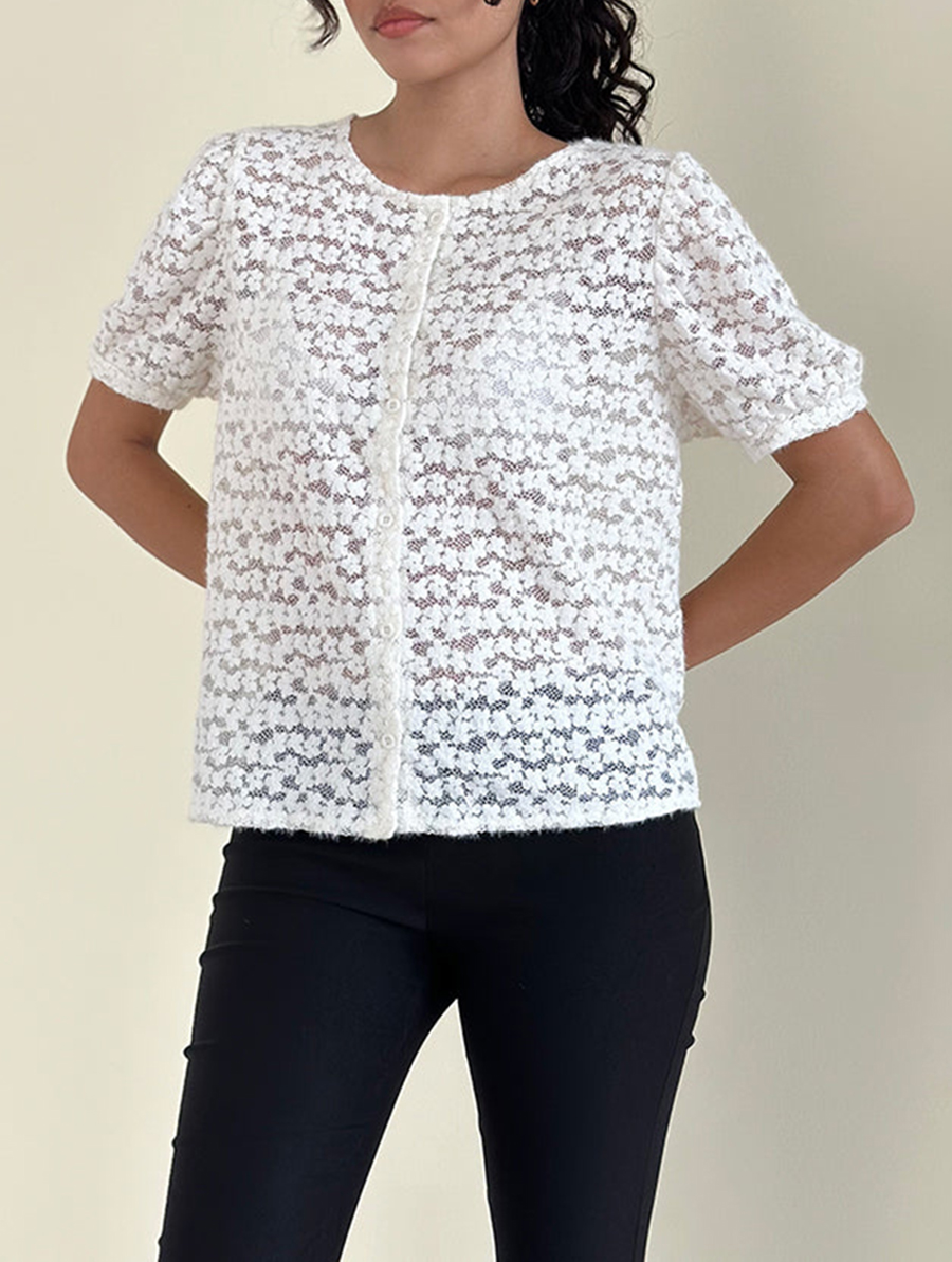 Kaelyn Top in Dahlia Lace Ivory