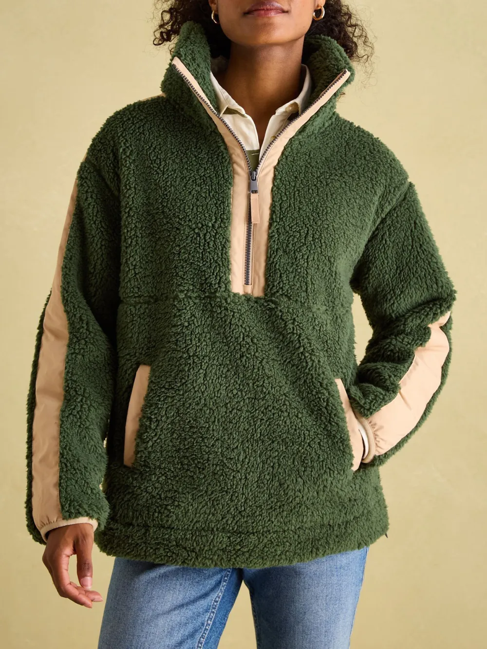 Cotton Tilly Green Quarter Zip Fleece