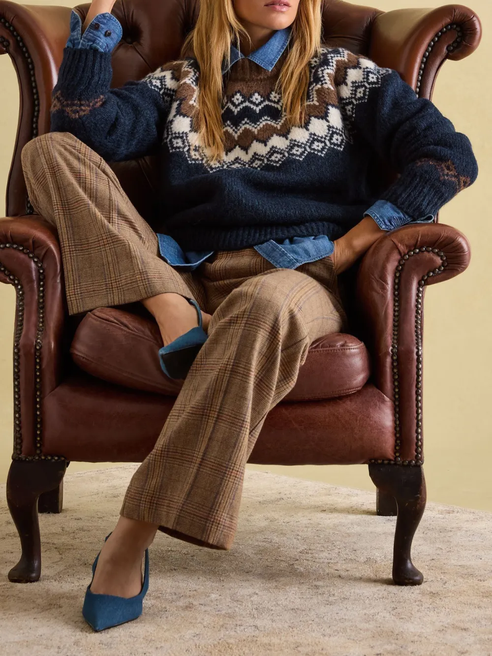 Lowry Red/Navy Fairisle Pattern Jumper