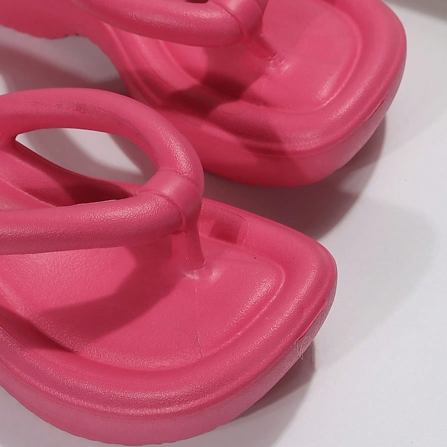 Women's Sandals Slippers Flip-Flops Wedge Heels Flip-Flops Outdoor Slippers Outdoor Beach Summer Flat Heel Elegant Casual Minimalism EVA Loafer Solid Color Black White Fuchsia