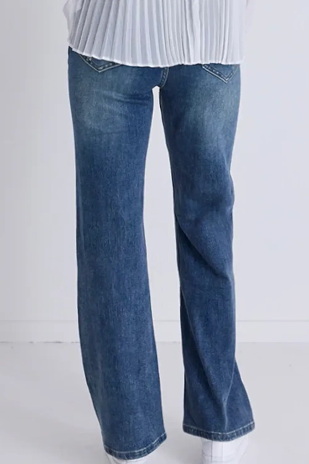 Farah Mid Blue High Rise Soft Flare Jean