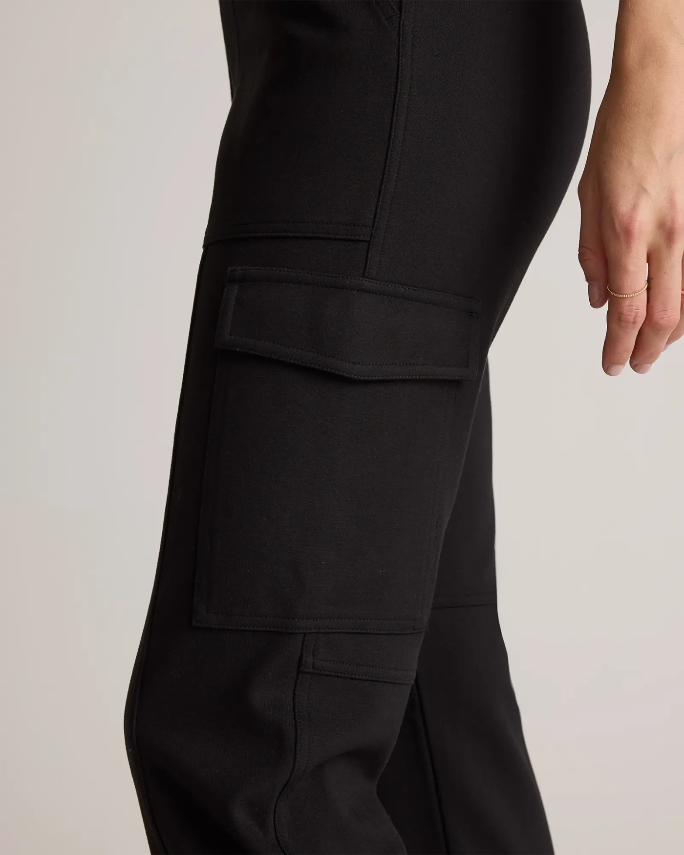 Ultra-Stretch Ponte Tapered Cargo Pants