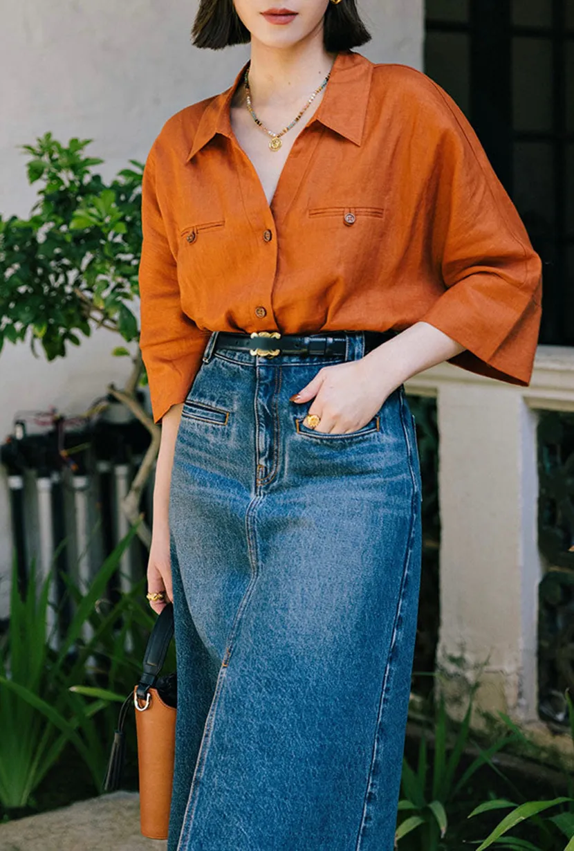 Antoine Linen Blouse - Ginger