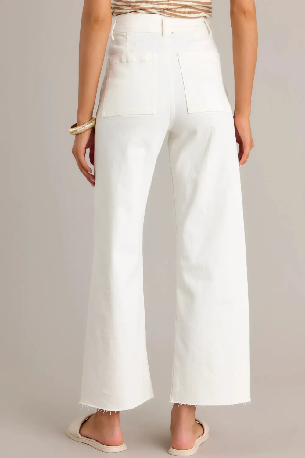 CRISP CANVAS WHITE DENIM WIDE LEG JEANS