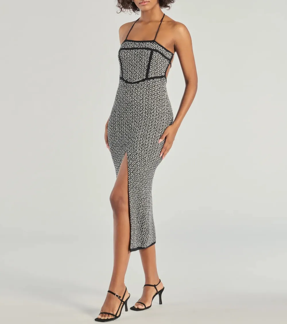 Chic Beauty Strappy Back Knit Midi Dress