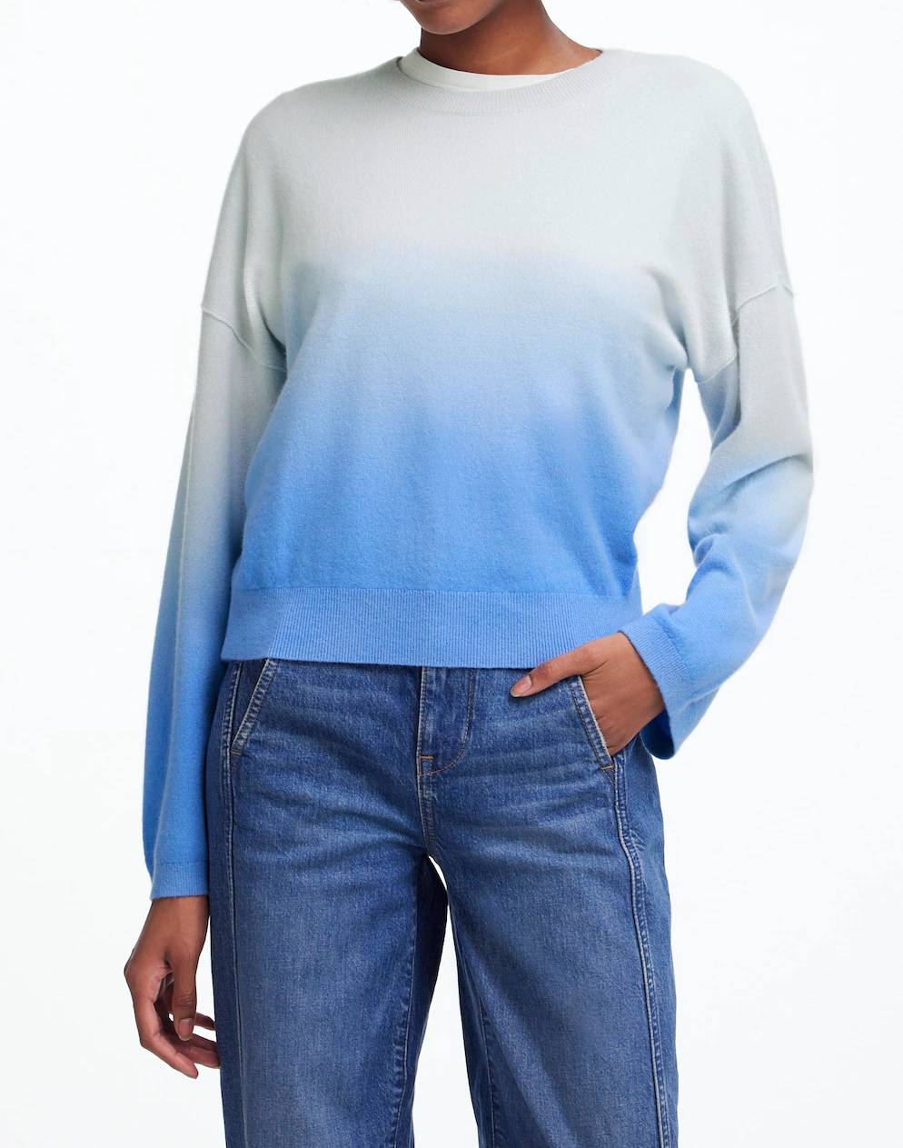 Cashmere Boxy Sweater in Dip Dye