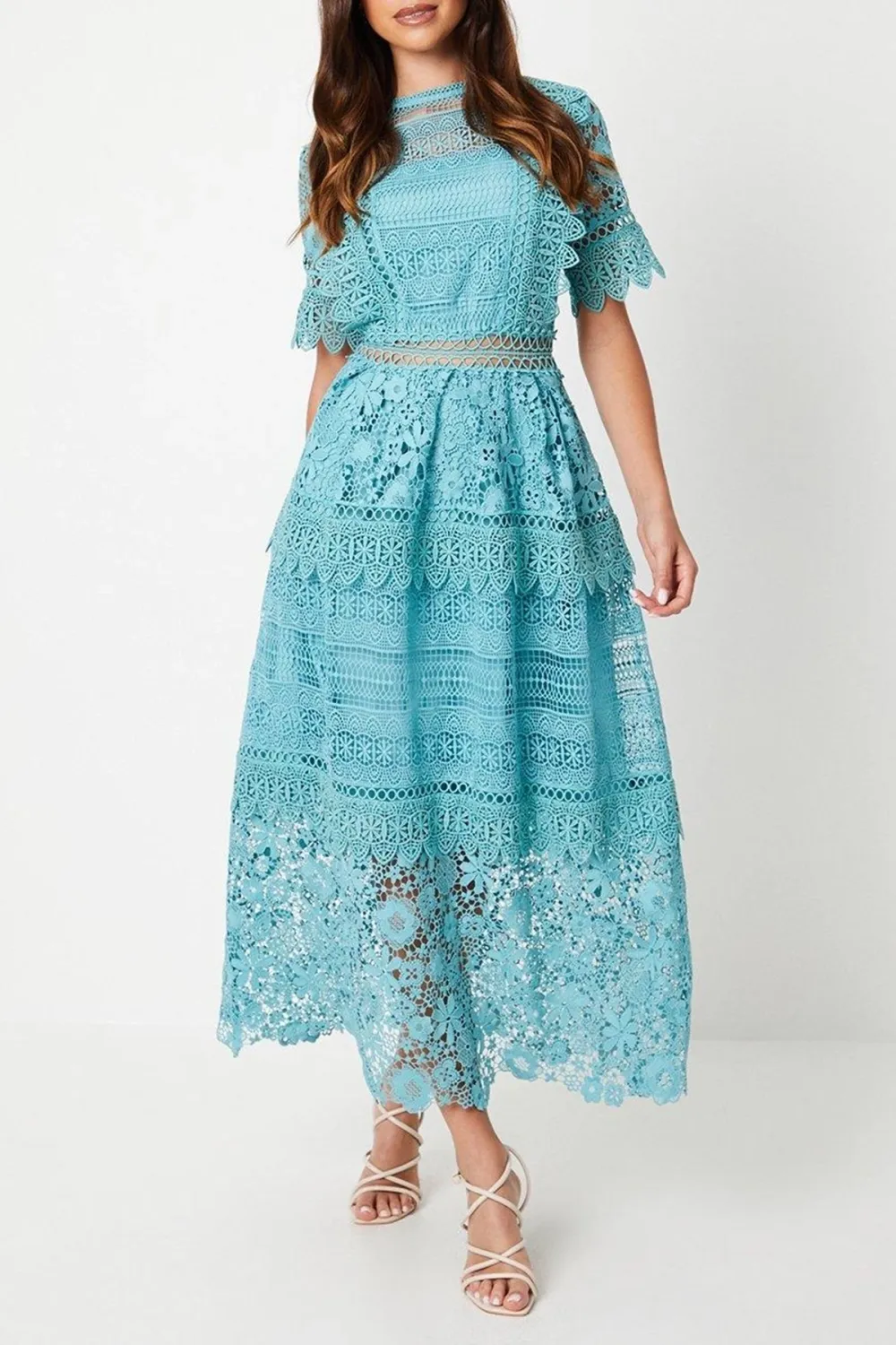 Lace Mix Midi Dress