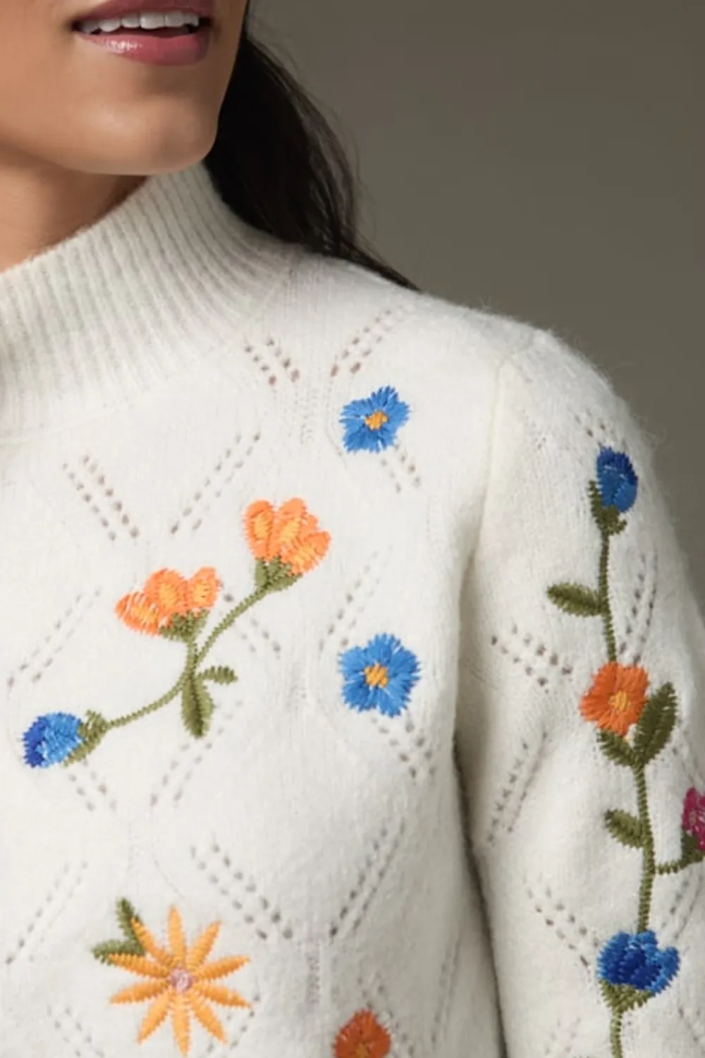 Abigail Floral Embroidered Pullover Sweater