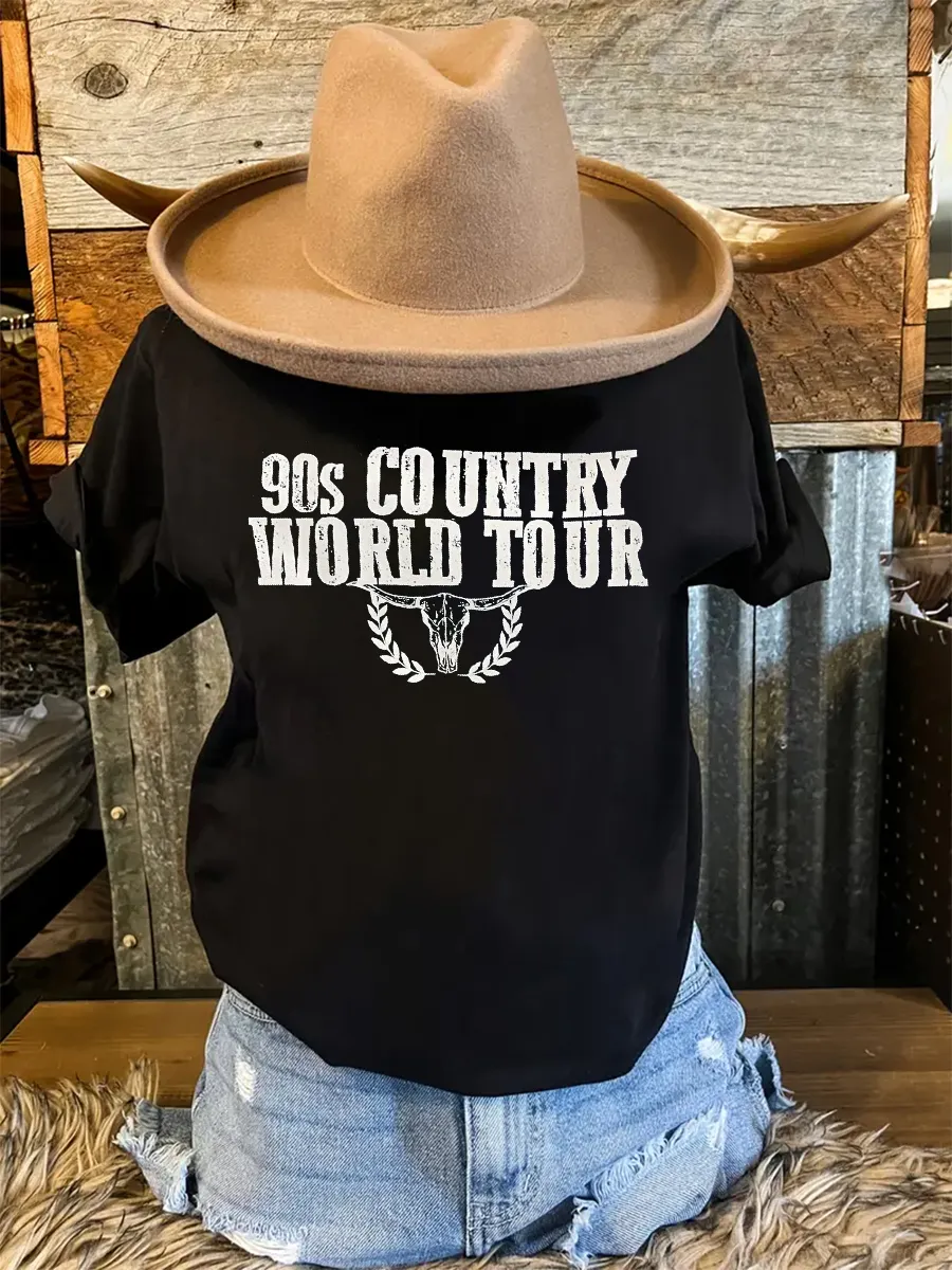 90s Co Country World Tour slogan T-shirt