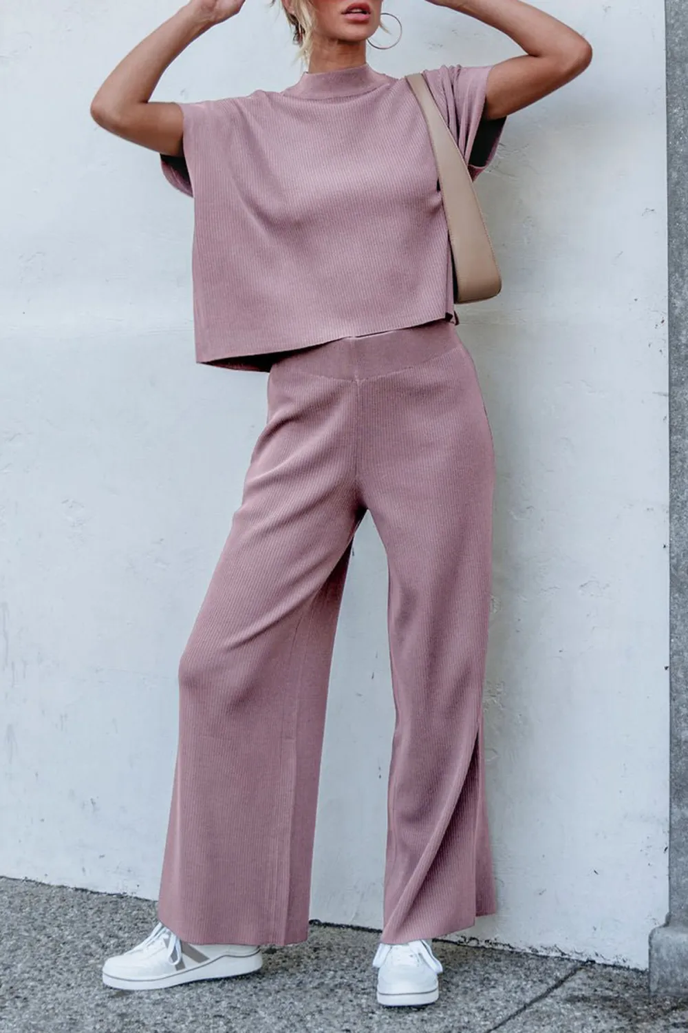 Ribbed Lounge Pants - Mauve