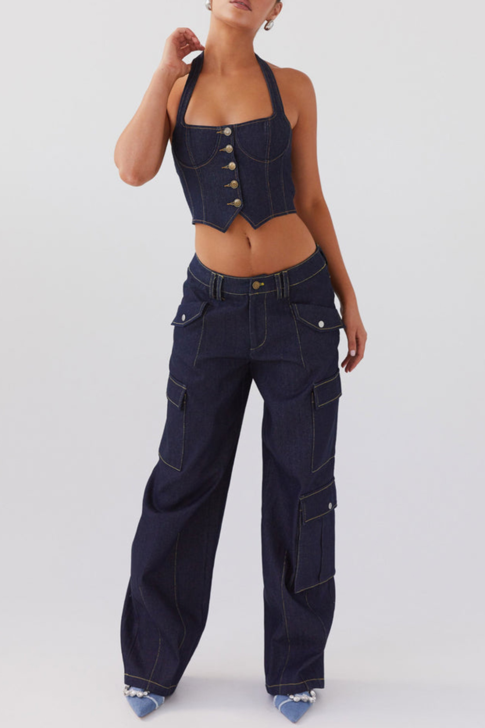 Greedy Denim Cargo Pants - Indigo