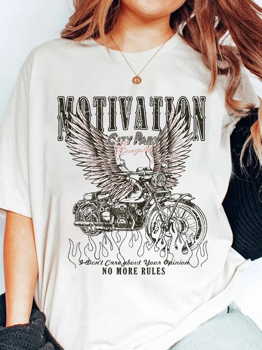 Motorcycle Wings and Alphabet Pattern Women's T-shirt