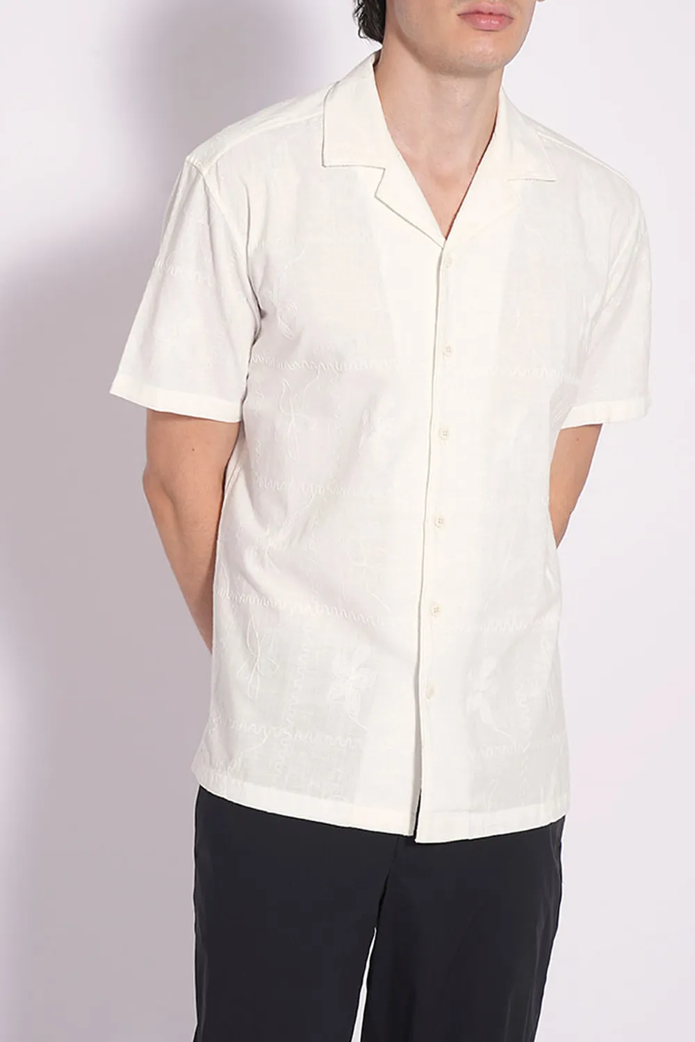 White Embroidered Cotton Shirt